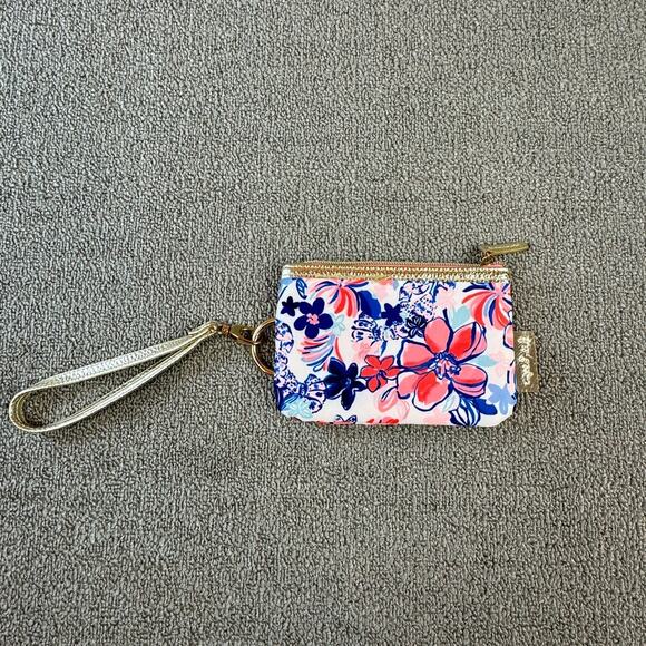 Lilly Pulitzer Wristlet Wallet Party like a Lobster Tropical Floral Coin Purse - Picture 3 of 7